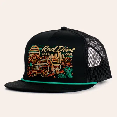 Red Dirt Hat Co. Black Desert Cruiser Embroidered Flat Bill Rope Trucker Cap
