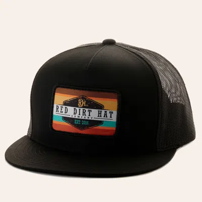 Red Dirt Hat Co. Black With Sunset Logo Patch Mesh Back Cap
