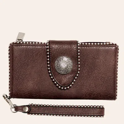 Red Dirt Hat Co. Brown & Silver Concho Ball Chain Snap Wallet