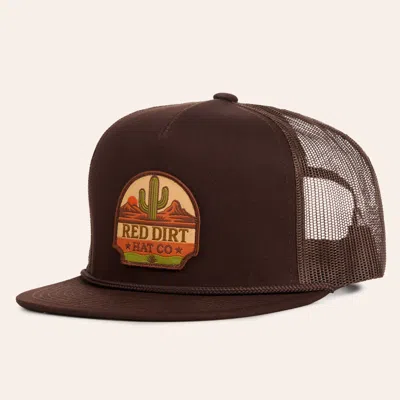 Red Dirt Hat Co. Brown Desertscape Patch Flat Bill Rope Trucker Cap