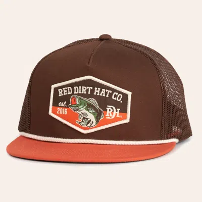 Red Dirt Hat Co. Chocolate & Tangerine Bass Logo Cap In Red