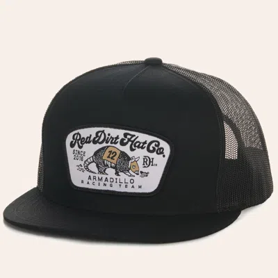 Red Dirt Hat Co. Men's Black With Armadillo Racing Patch Cap