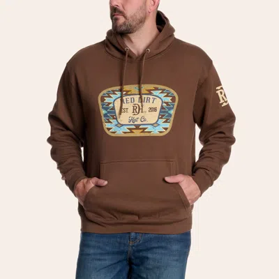 Red Dirt Hat Co. Men's Brown Aztec Logo Graphic Hoodie