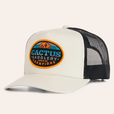 Red Dirt Hat Co. Stone & Black Saddlery Patch Curved Bill Trucker Cap In Yellow