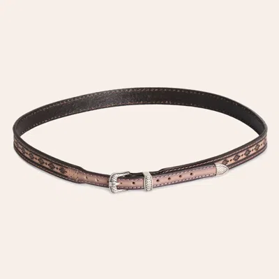 Red Dirt Hat Co. Tan Aztec Print Leather Hat Band In Brown