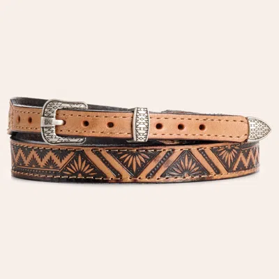 Red Dirt Hat Co. Tan Aztec Tooled Leather Hat Band