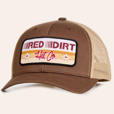 Red Dirt Hat Co. Trailblazer Brown & Khaki Logo Patch Curved Bill Mesh Cap