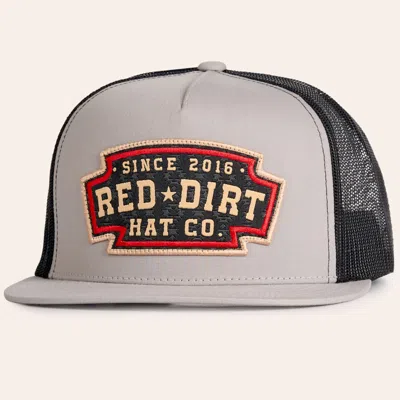 Red Dirt Hat Co. Up In Lights Gray & Black Logo Patch Flat Bill Mesh Cap