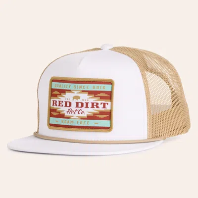 Red Dirt Hat Co. White & Tan Desert Logo Patch Flat Bill Trucker Cap