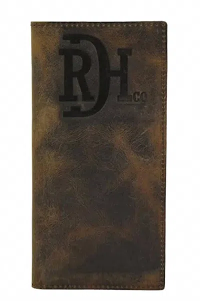 Red Dirt Hat Company Men's Genuine Leather Branded Rodeo Wallet In Brown Oiled