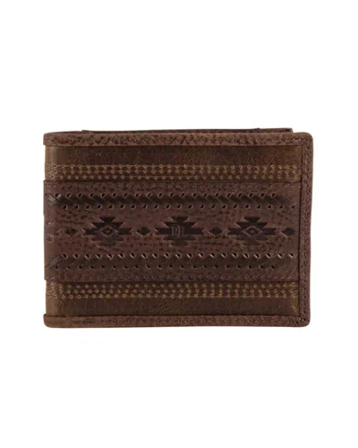 Red Dirt Hat Company Men's Genuine Leather Embossed Bi-fold Wallet In Brown