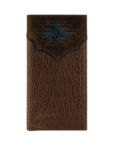 Red Dirt Hat Company Men's Genuine Leather Yoke Inlay Rodeo Wallet In Brown/teal In Multi