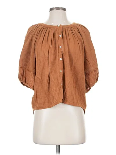 Pre-owned Red Haute 3/4 Sleeve Blouse In Brown