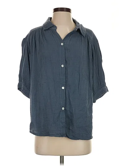 Pre-owned Red Haute 3/4 Sleeve Button Down Shirt In Blue