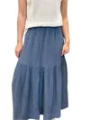 Red Haute Aegean Tiered Maxi Skirt In Blue In Blue