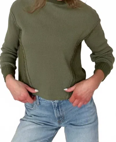 Red Haute Bonnie Boxy Waffle Top In Sage In Green