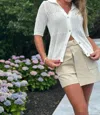 Red Haute Cape Cod Knit Top In Ivory In Multi