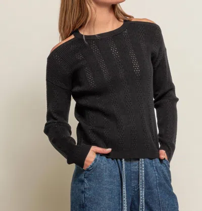 Red Haute Cold Shoulder Sweater In Black In Grey