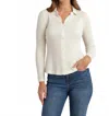 Red Haute Collared Button Down Top In Ivory In Multi