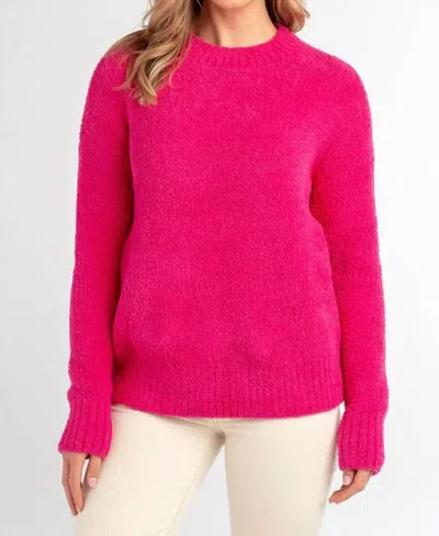 Red Haute Cozy Crew Neck Sweater In Fuchsia In Pink