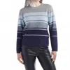 Red Haute Crew Neck Sweater In Blue Striped In Multi