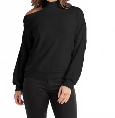 Red Haute Cut Off Shoulder Shirt In Black