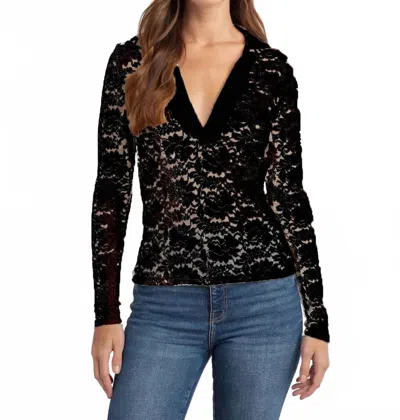 Red Haute Deep V Lace Shirt In Black