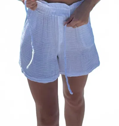 Red Haute Drawstring Gauze Shorts In White In Purple