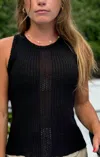 Red Haute Evelyn Halter Tank Top In Black In Black