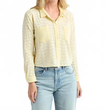 Red Haute Eyelet Cropped Button Down Shirt In Yellow