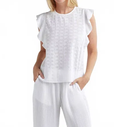 Red Haute Eyelet Gauze Top In White