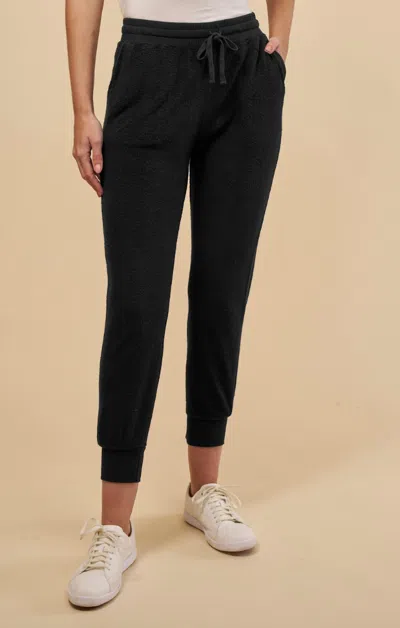 Red Haute Fuzzy Lounge Jogger Pants In Black