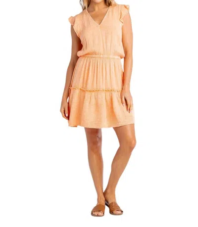 Red Haute Gauze Flair Dress In Apricot In Beige