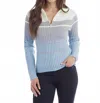 Red Haute Half Zip Pullover Top In Light Blue In Blue