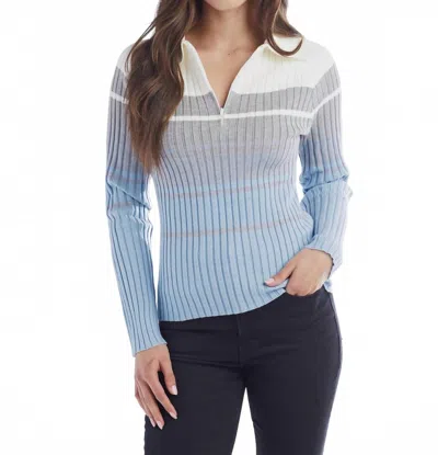 Red Haute Half Zip Pullover Top In Light Blue