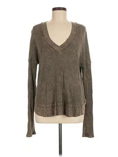 Pre-owned Red Haute Long Sleeve Henley Shirt In Brown