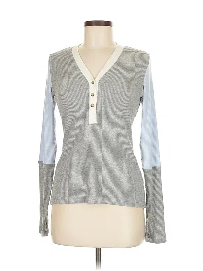 Pre-owned Red Haute Long Sleeve Henley Shirt In Gray