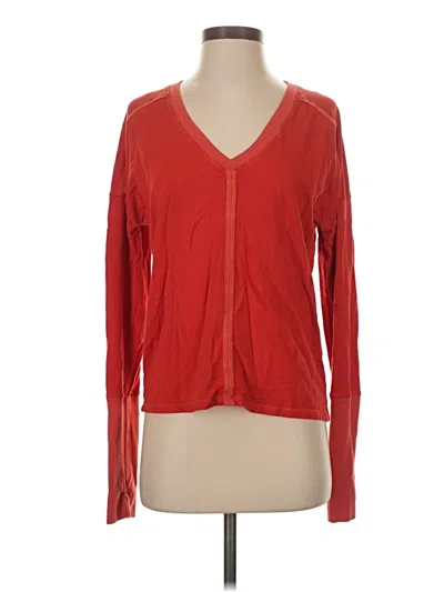 Pre-owned Red Haute Long Sleeve Henley Shirt In Red