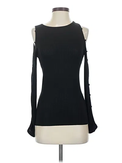 Pre-owned Red Haute Long Sleeve Top Black Cold Shoulder Neckline Tops