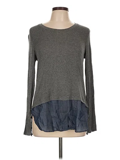Pre-owned Red Haute Long Sleeve Top Gray Crew Neck Tops