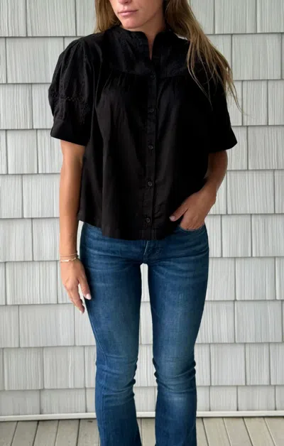 Red Haute Madrid Puff Sleeve Top In Black
