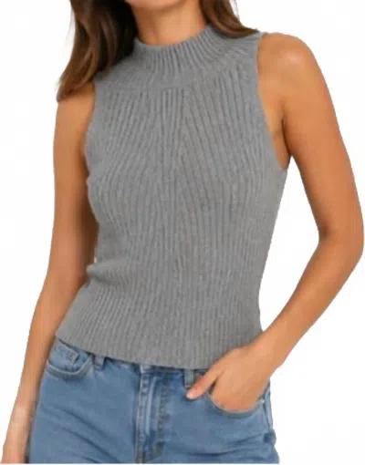 Red Haute Marl Rib Mock Neck Top In Lt Blue In Gray