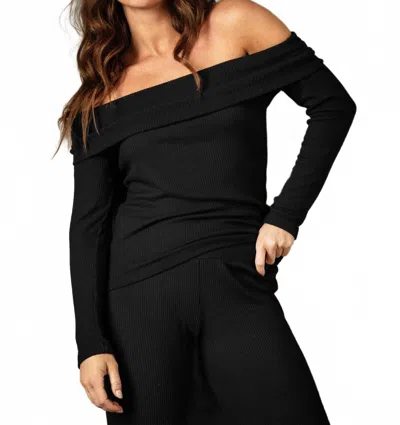 Red Haute Off Shoulder Long Sleeve Top In Black