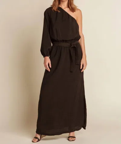 Red Haute One Shoulder Maxi Dress In Black
