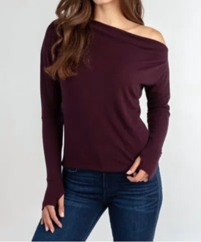 Red Haute One Shoulder Top In Plum In Pink