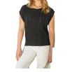 Red Haute Oversized Pointelle Tee In Black In Black