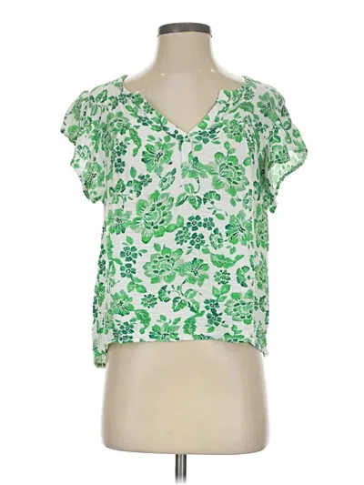 Pre-owned Red Haute Short Sleeve Blouse In Green