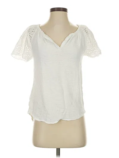 Pre-owned Red Haute Short Sleeve Blouse In White
