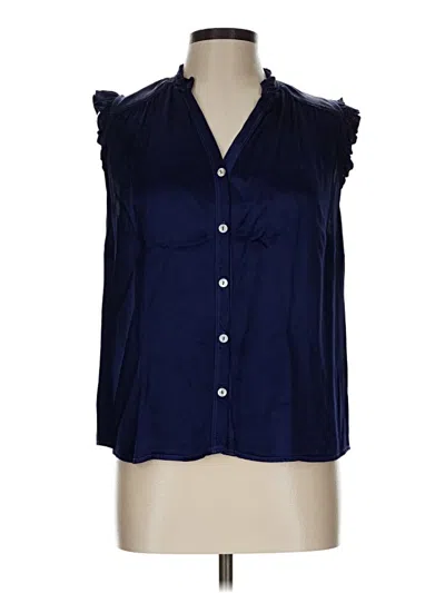 Pre-owned Red Haute Sleeveless Button Down Shirt In Blue