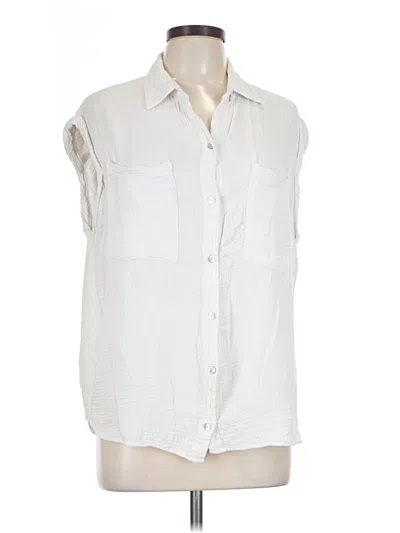 Pre-owned Red Haute Sleeveless Button Down Shirt In White